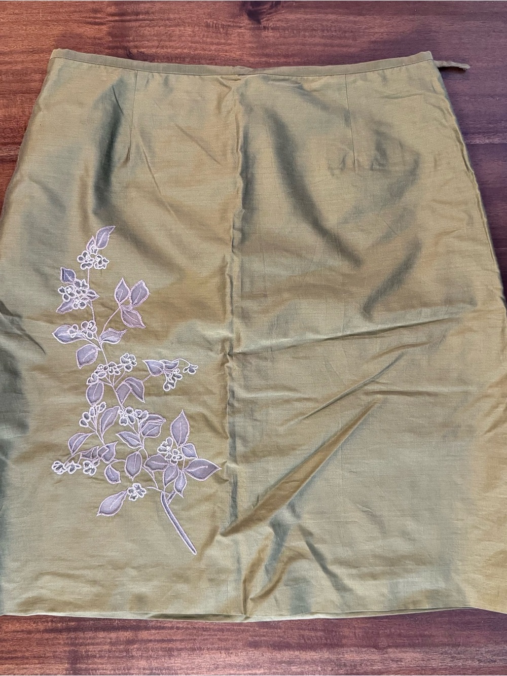 Ann Taylor Olive Green Pencil Skirt with Embroidery